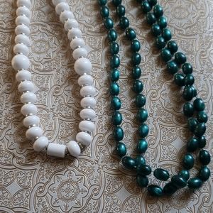 White& Green beaded necklaces